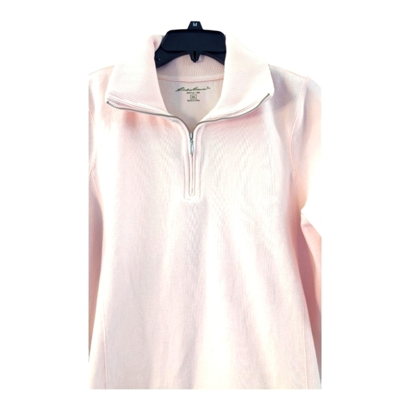 Eddie Bauer Pale soft pink/peach quarter zip sweatshirt Size 2XL EUC - Picture 1 of 7